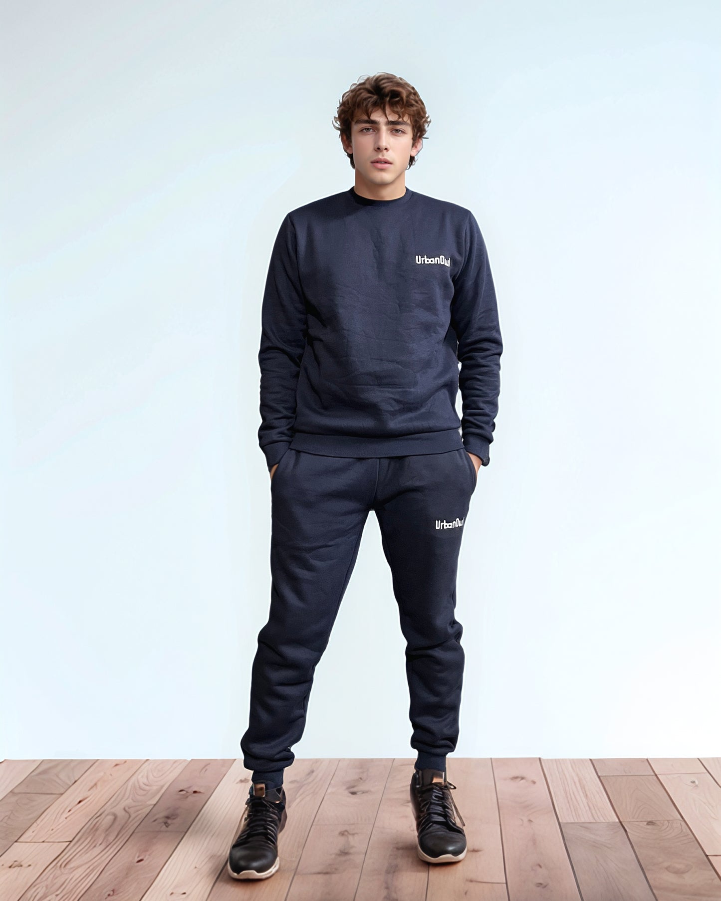 Midnight Blue Crewneck and Jogger Set.
