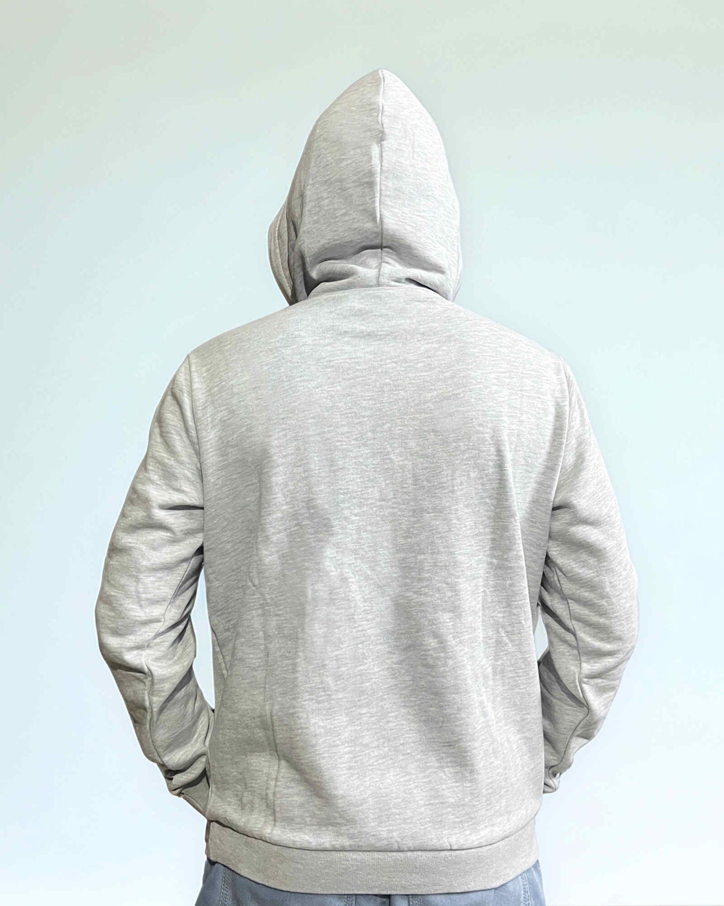 Mens Half Zipper Grey Melange Hoodie.