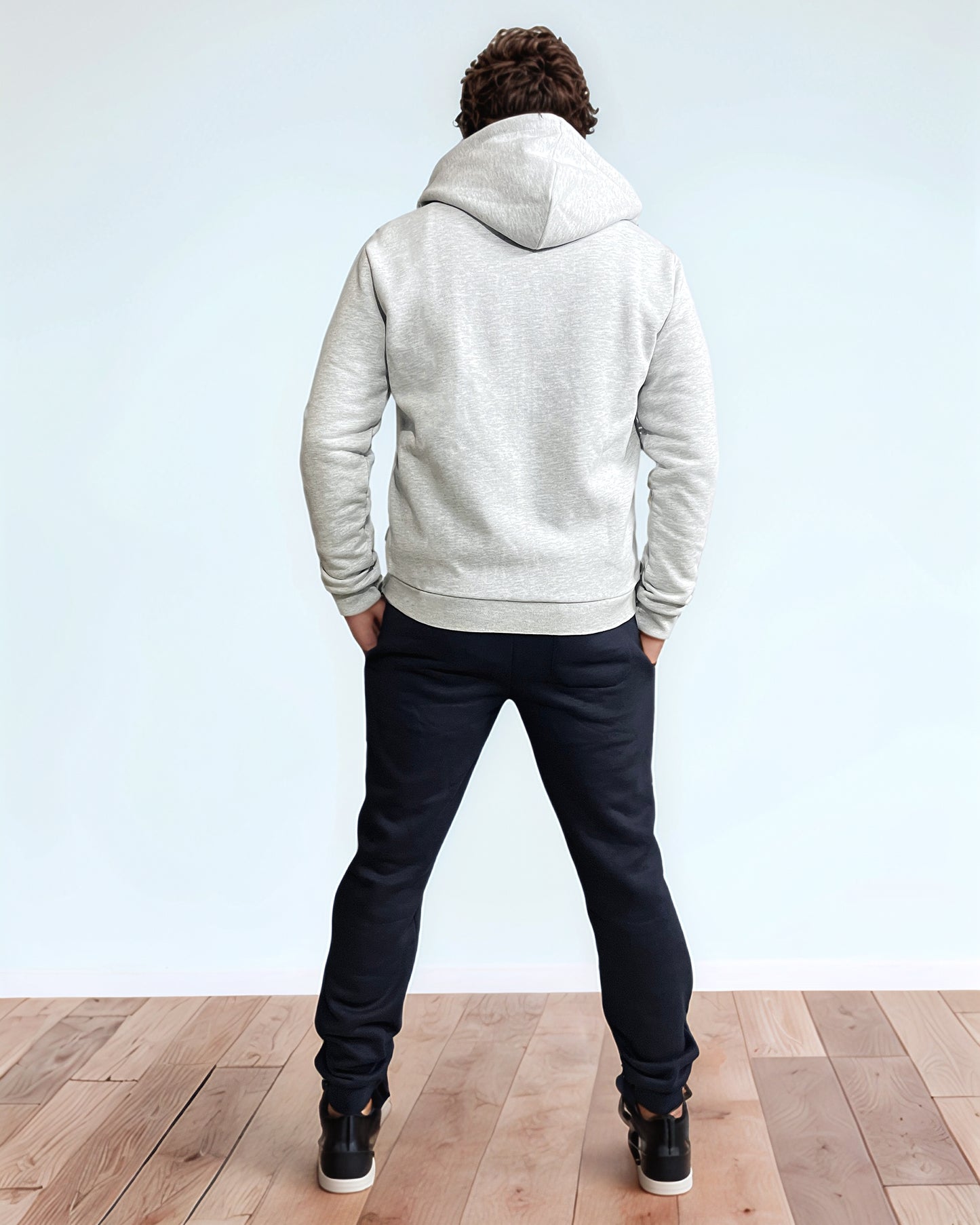 Men's Grey melange Full Zipper Pullover Hoodie for Men.
