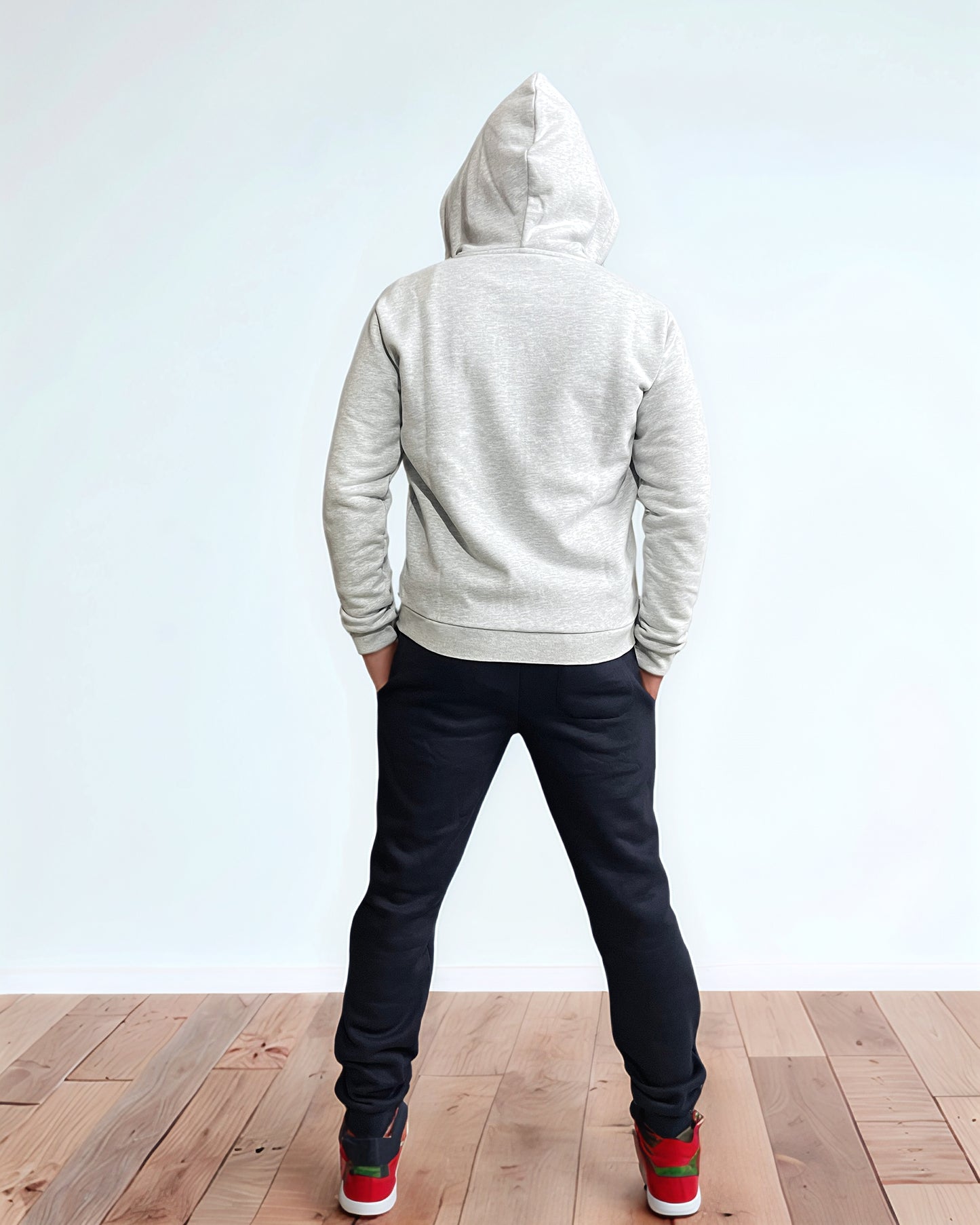 Men's Grey melange Full Zipper Pullover Hoodie for Men.