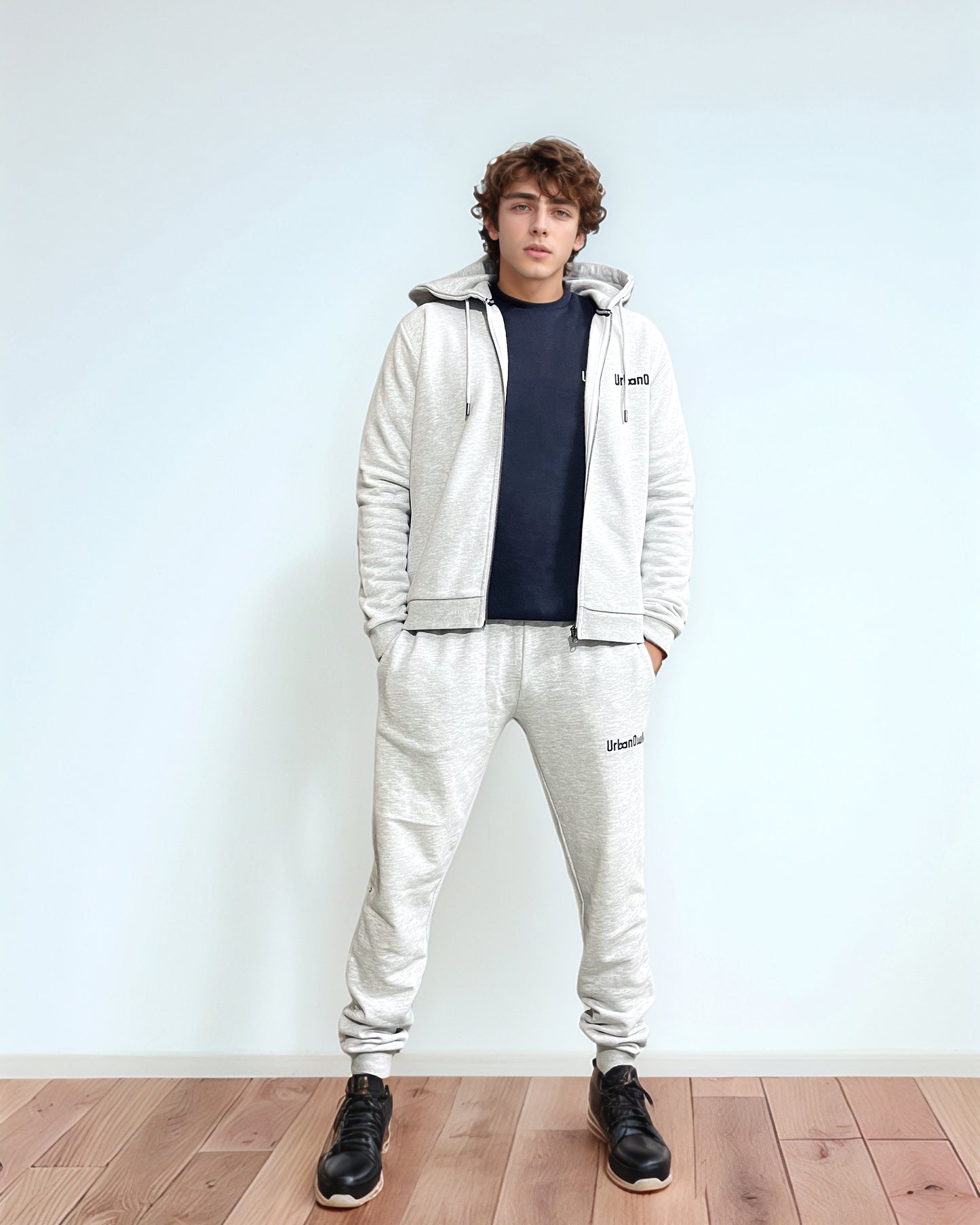 Greymelange Tracksuits for men (Zipper Hoodie + Trousers)