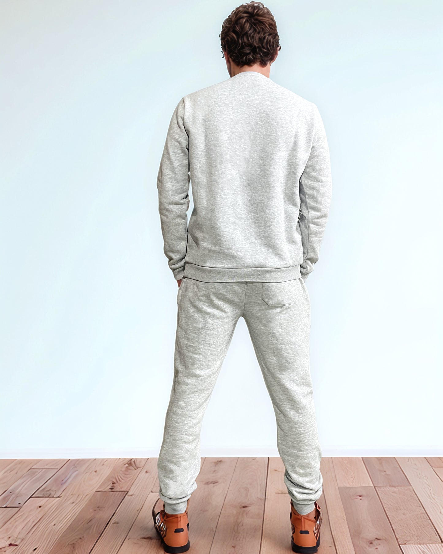 Greymelange Crewneck and Jogger Set.