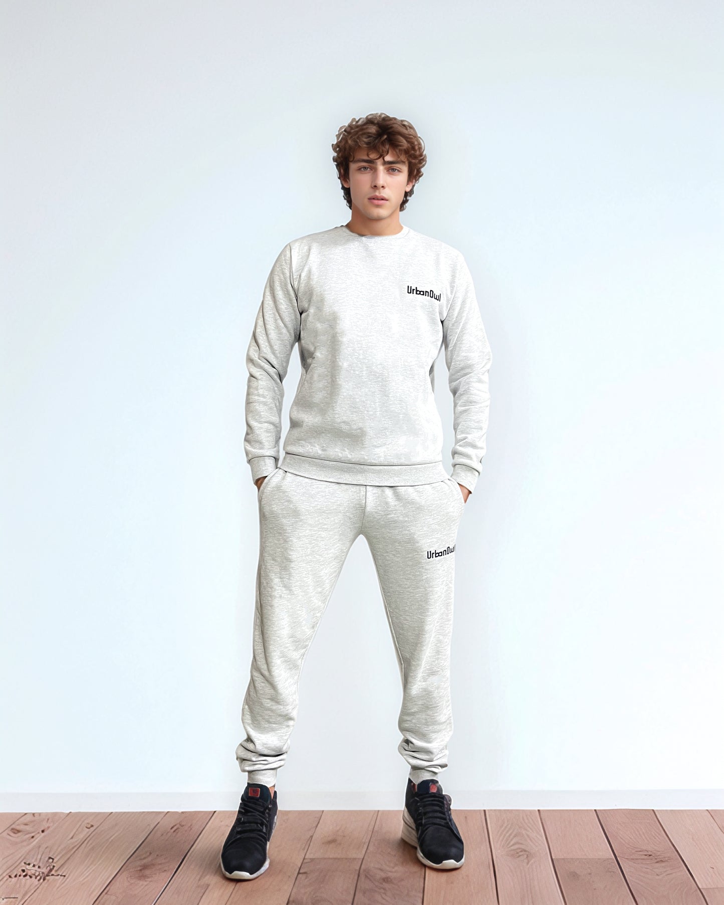 Greymelange Crewneck and Jogger Set.