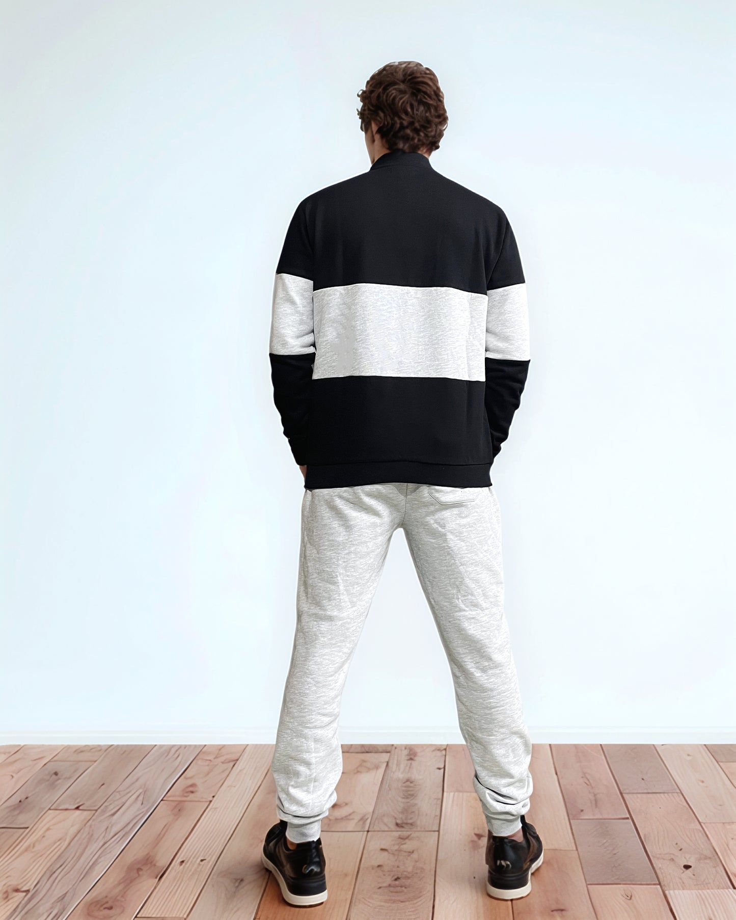 Black/Grey High neck Sweatshirt.