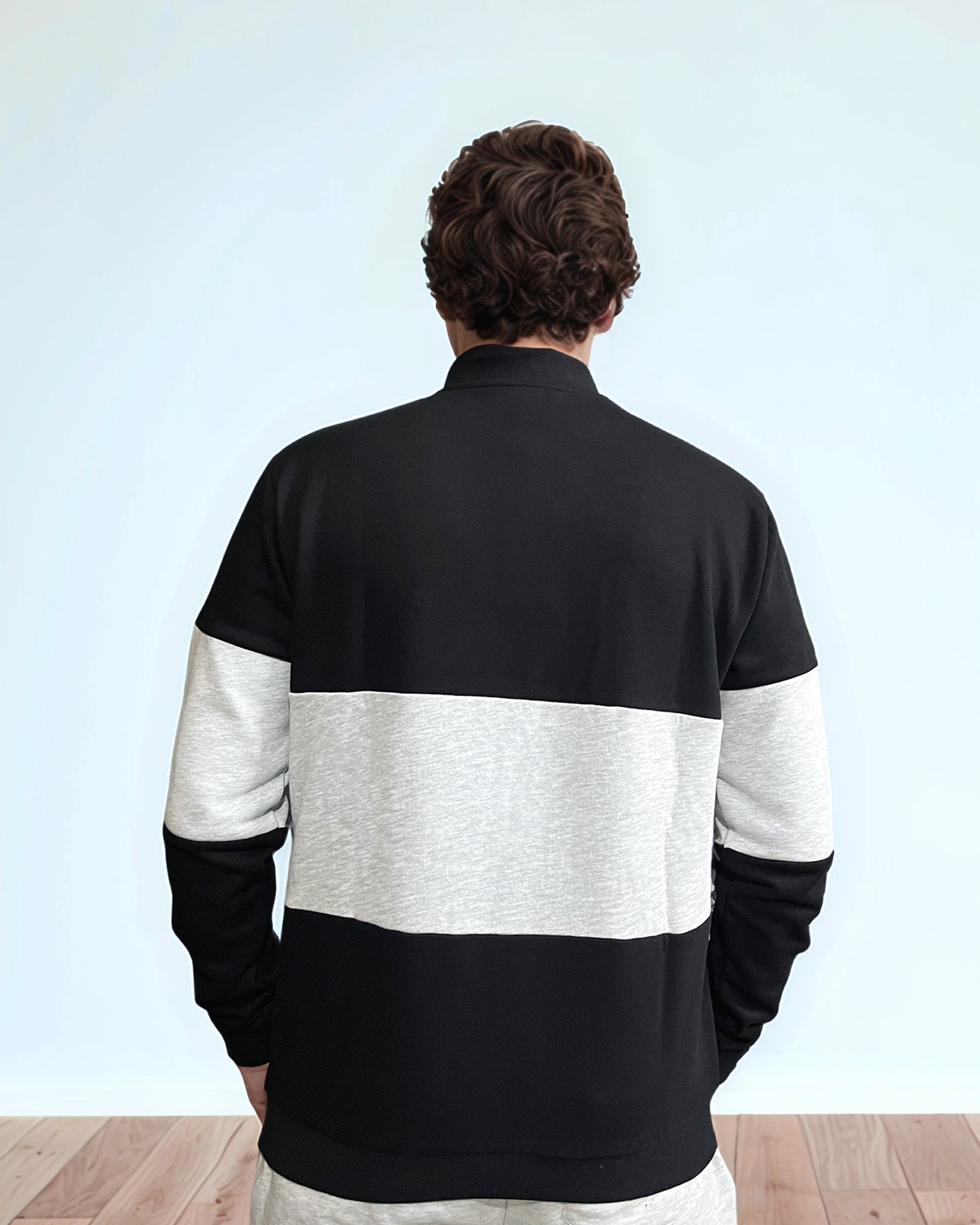 Black/Grey High neck Sweatshirt.