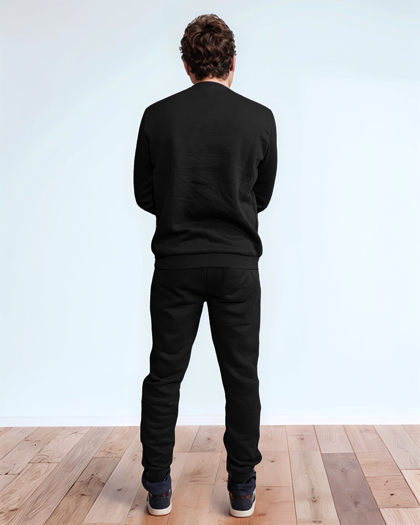 Black Crewneck and Jogger Set.