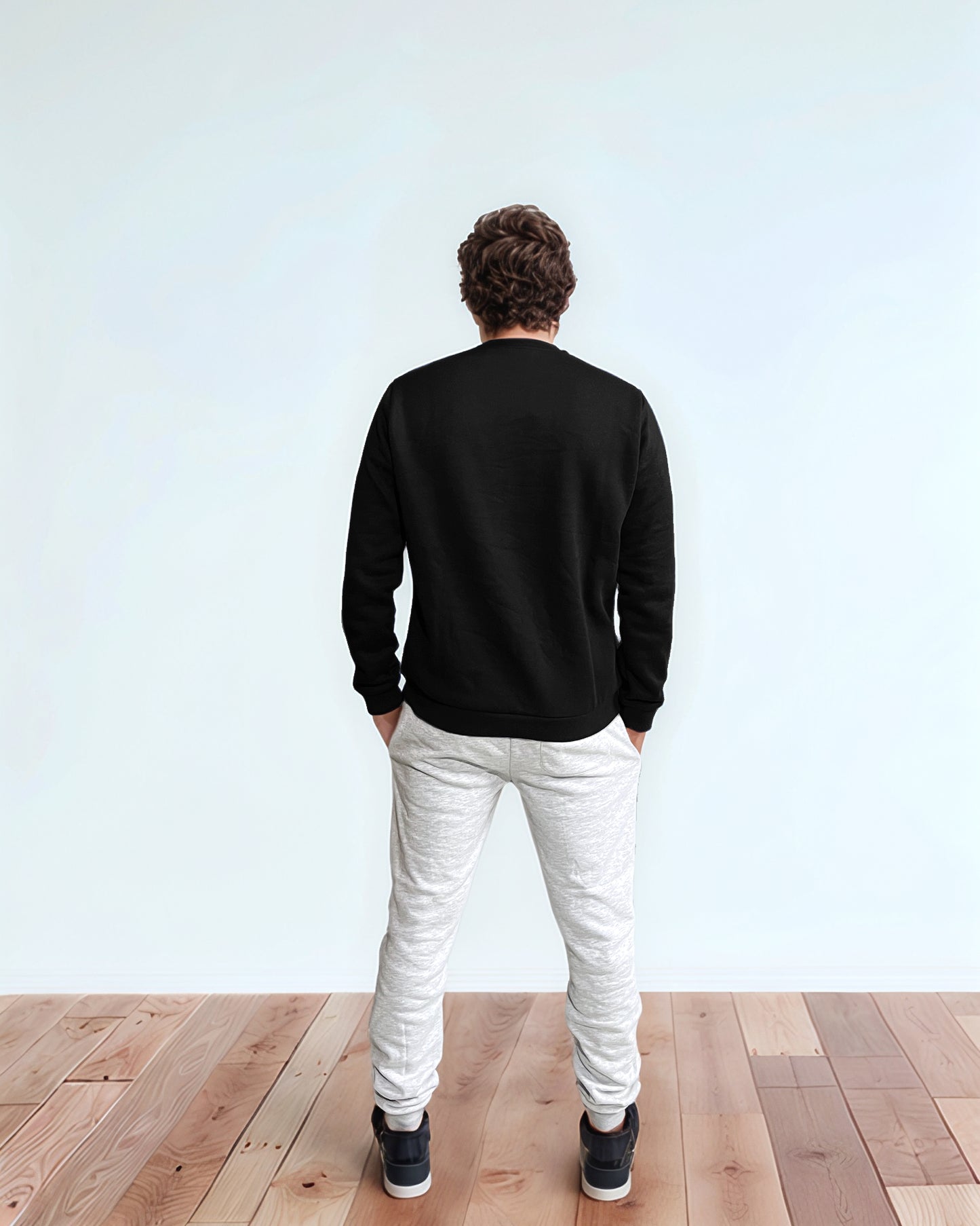 Men's Black Crewneck Sweatshirt.