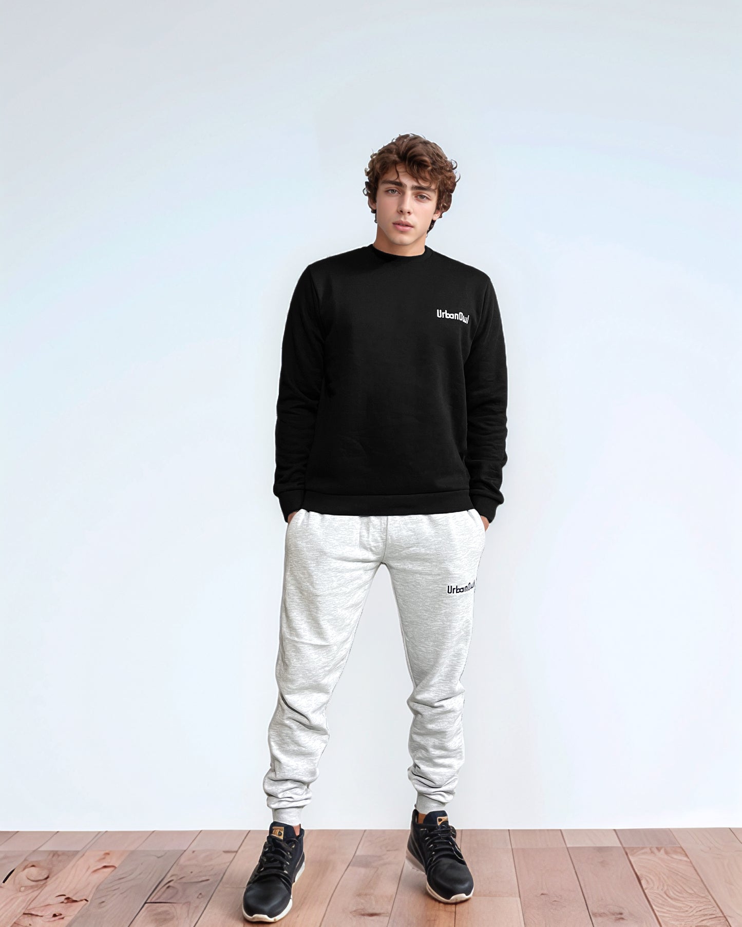 Men's Black Crewneck Sweatshirt.