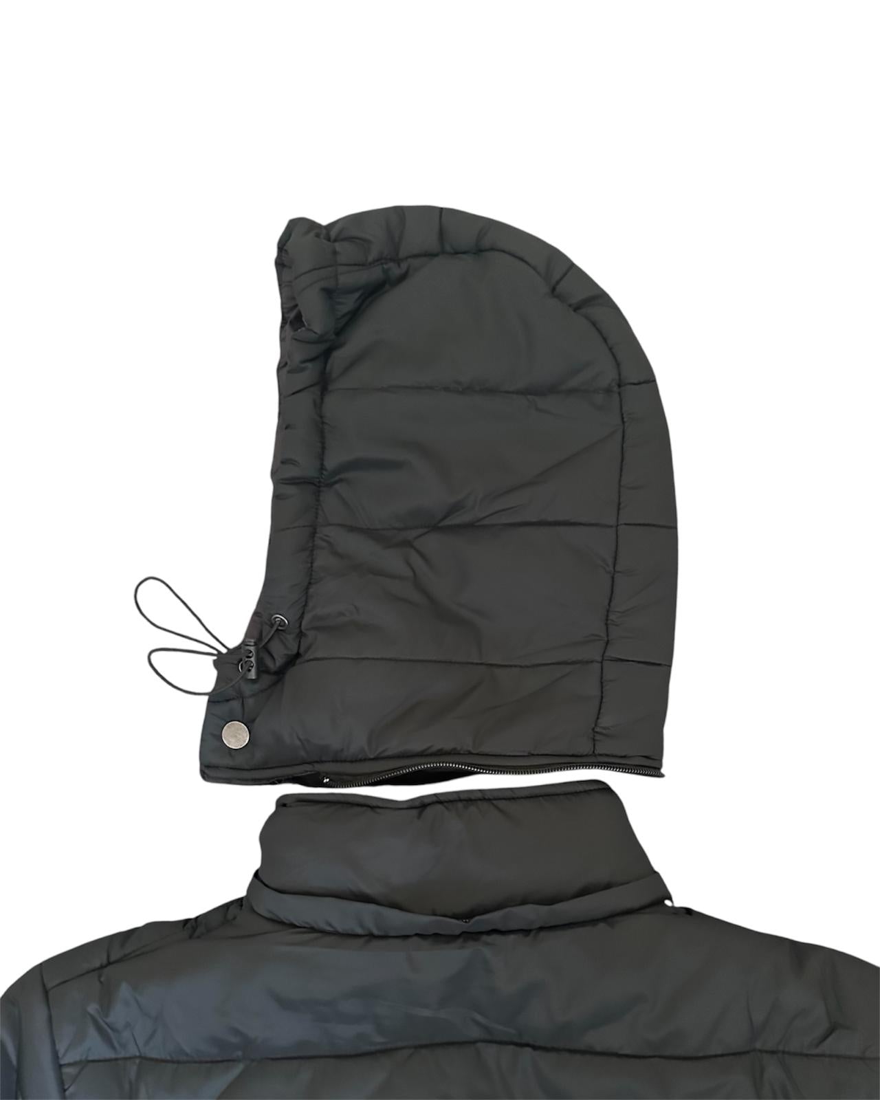 Black Padded Winter hooded jacket for Men.