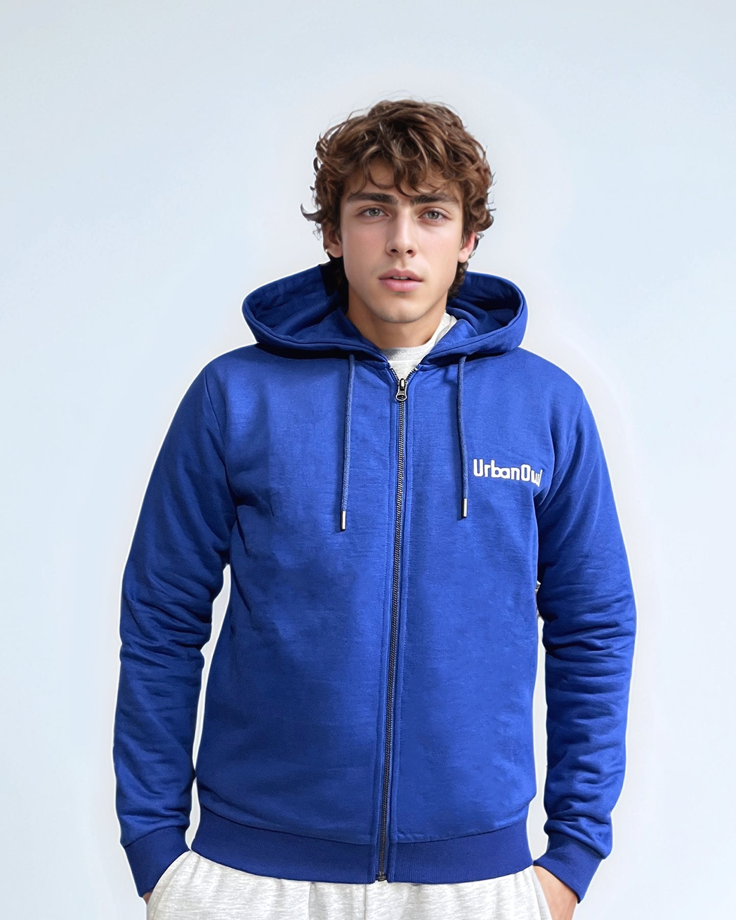 Royal Blue Full Zipper Pullover Hoodie for Men.