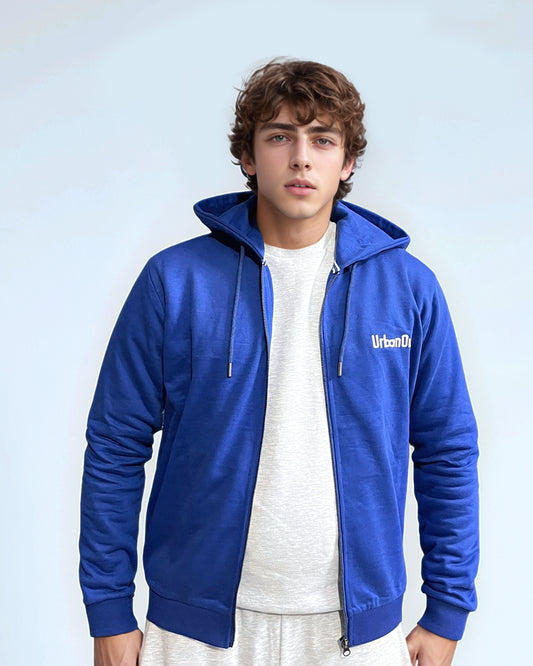 Royal Blue Full Zipper Pullover Hoodie for Men.