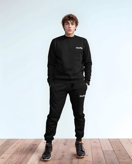 Black Crewneck and Jogger Set.