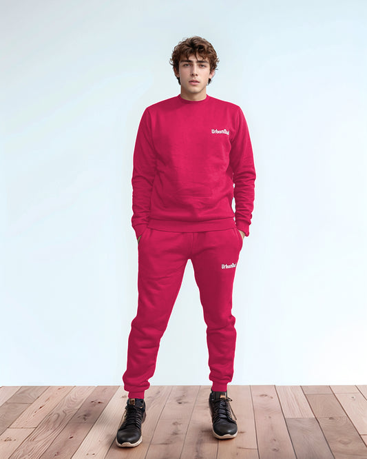 Red Crewneck and Jogger Set.