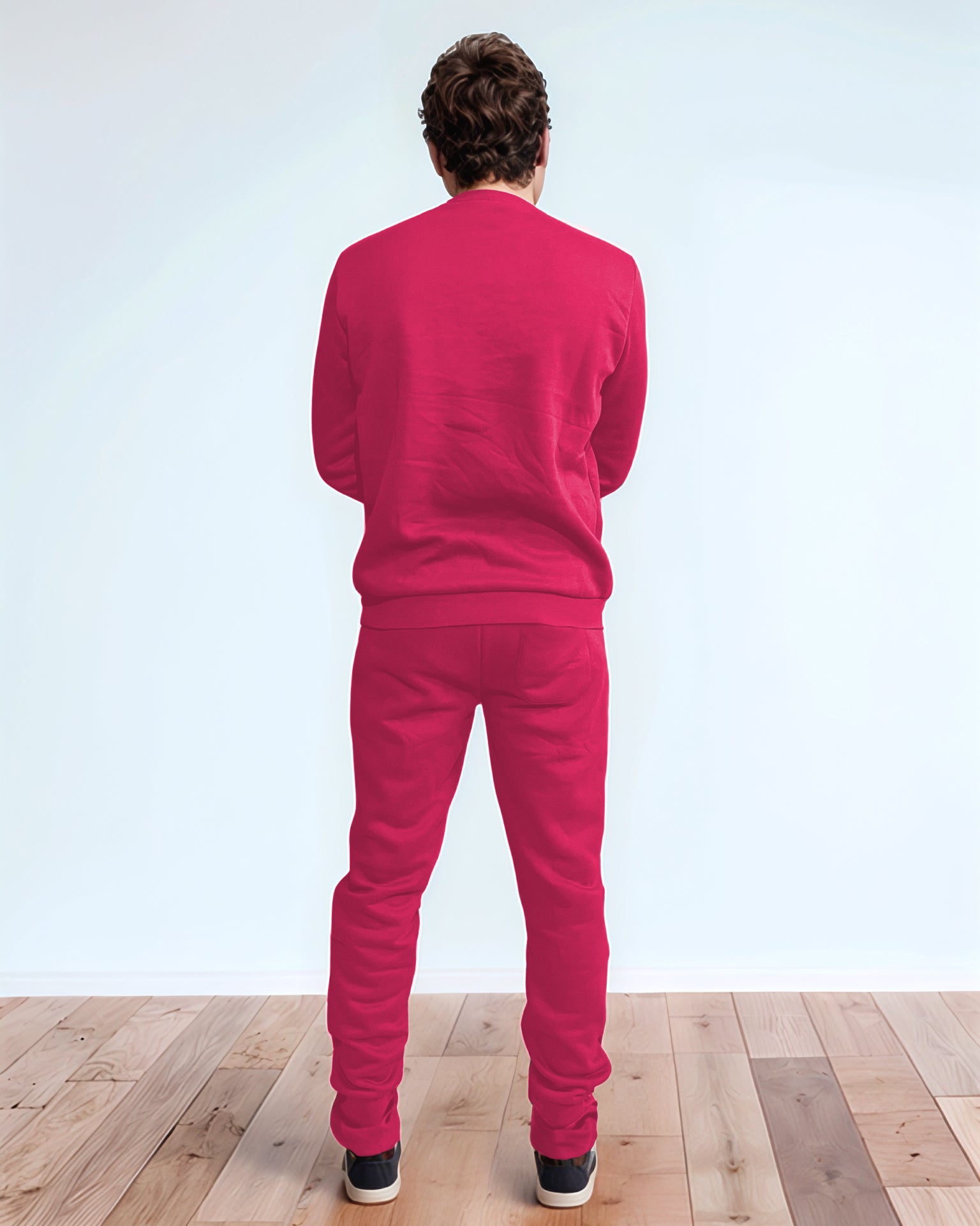 Red Crewneck Sweatshirt Tracksuit with Jogger Set | Urban